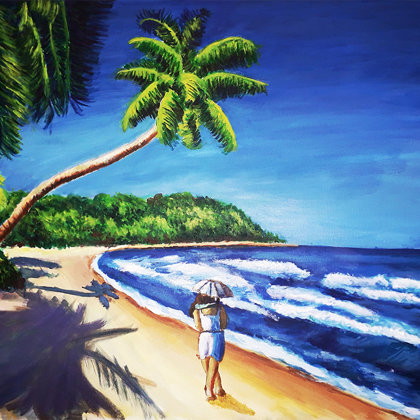 Pálmafás tengerpart. Akril-vászonm 50x70cm