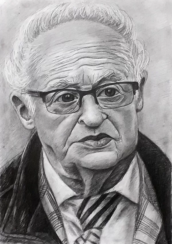 Sass József portréja  A/3-as rajzlap  grafit ceruza