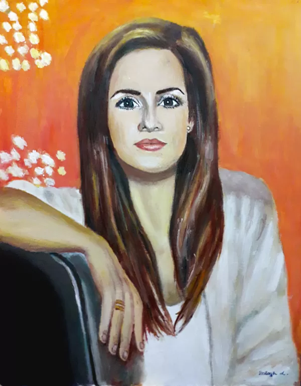 Fiatal színésznő portréja. Olaj-farost 40x50cm rendelésre készült