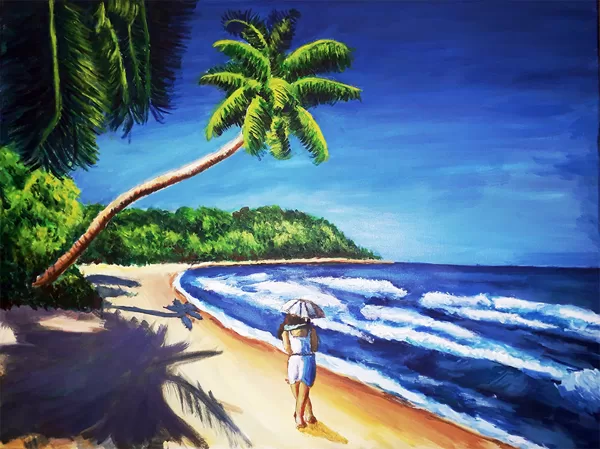 Pálmafás tengerpart. Akril-vászonm 50x70cm