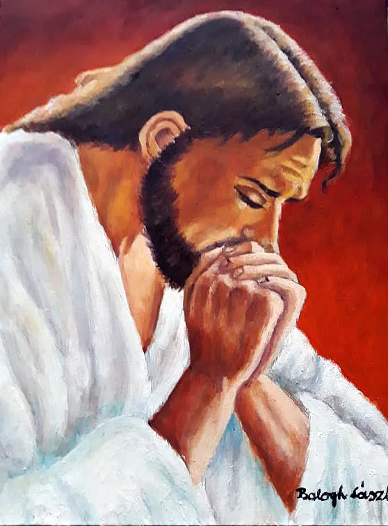 Imádkozó Jézus olaj-farost 60x40cm rendelésre készült