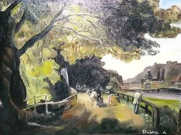 Öregfa árnyékában olaj-vászon 70x120cm  elkelt